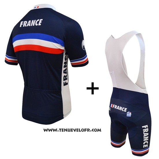 2016 Maillot Ciclismo France Bleu et Blanc Manches Courtes et Cuissard